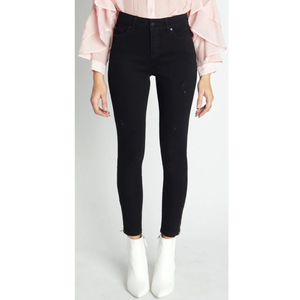 Global Funk Denmark High Rise Black Skinny Jeans with Zipper Ankle